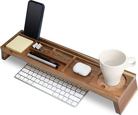 Acacia Wood Desk, Natural Wood Desk, Cubicle Accessories, Table Caddy, Wood Desk Organizer, Office Desk Accessories, Wooden Desk Organizer, Wood Office, Pencil Storage