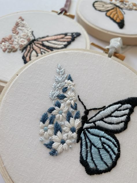 Butterfly embroider, butterfly, spring, cute butterfly, embroidery, embroidery ideas, spring crafts, cute spring gifts, unique gift ideas, butterfly gift, floral crafts, floral designs, embroidery designs, hand stitched, butterfly inspiration, embroidery inspiration, floral i spiration, cute handmade gifts, small business, cross stitch, needle point, diy crafts, easy crafts, simple embroidery, unique embroidery, embroidery ideas, cute gift ideas, perfect girl gift, gifts for her, gifts for girl Hand Embroidered Butterflies, Cute Floral Embroidery, Cute Butterfly Embroidery, Small Butterfly Embroidery Easy, Cat Embroidery Designs Free Pattern, Unique Embroidery Designs Ideas, Embroidered Butterfly Simple, Hand Embroidery Business Ideas, Spring Embroidery Ideas