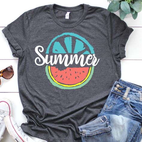 Summer Vibes Tee - Sprinkle Savings Summer T Shirt Designs, Mama And Me Shirts, Trendy Summer Outfits 2022, Beach Monogram, Pool Shirts, Teacher Summer, Tshirts For Women, Watermelon Print, Summer Outfits 2022