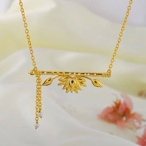 Gold Chain With Krishna Pendant, Flute Pendant Gold, Lotus Pendant Gold Indian, Lotus Mangalsutra, Krishna Locket Gold, Krishna Pendant Gold, Flute Necklace, Krishna Necklace, Princess Closet