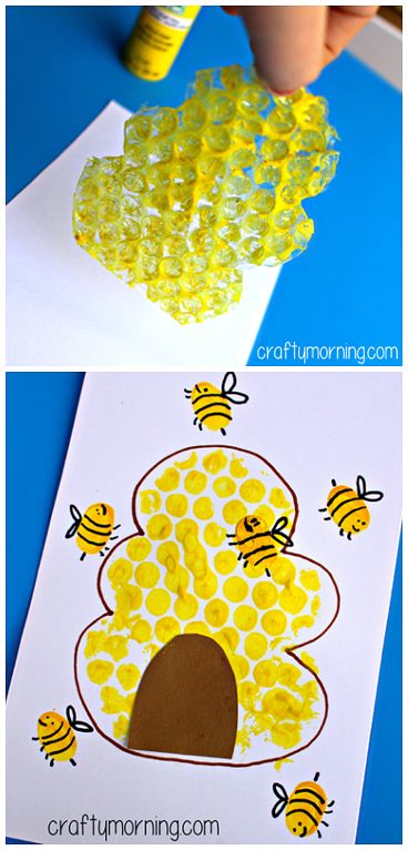 Bubble Wrap Beehive + Fingerprint Bee Craft for Kids! #Bee art project | CraftyMorning.com Bee Art Project, Bee Craft, Bee Crafts For Kids, Theme Preschool, Insects Theme, Bug Crafts, Spring Preschool, Daycare Activities, Rosh Hashana