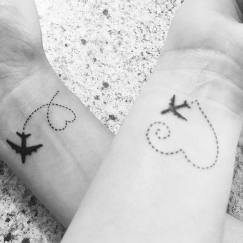 Travel Tattoos For Best Friends | POPSUGAR Smart Living Wanderlust Tattoos, Small Best Friend Tattoos, Bestie Tattoo, Travel Tattoos, Tattoo Zeichnungen, Bff Tattoos, Irezumi Tattoos, Friendship Tattoos, Travel Baby