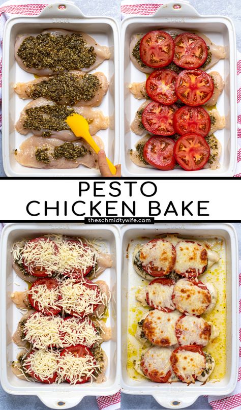 Pesto Chicken Bake, Easy Pesto Chicken, Baked Pesto Chicken, Healthy Dinner Recipes For Family, Dinner Recipes Healthy, Chicken Bake, Dinner Recipes For Family, Health Dinner Recipes, Pesto Chicken