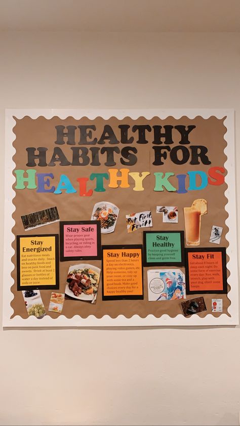 Health Corner Classroom Ideas, Gym Classroom Decor, Health Teacher Classroom Decorations, Health Class Bulletin Board Ideas, Bulletin Board Health, Middle School Health Classroom Decor, Pe Gym Decorations, Middle School Health Bulletin Boards, Health Bulletin Boards Elementary