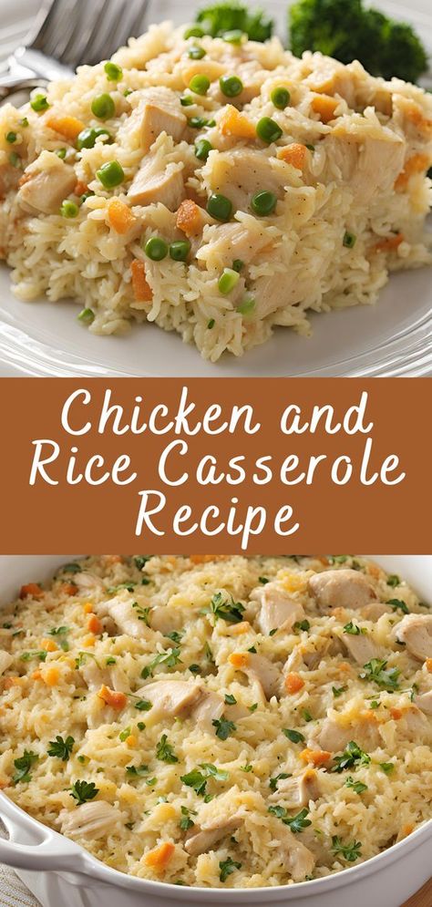 Chicken and Rice Casserole Recipe | Cheff Recipes Rice For Dinner Recipes, Easy Casserole Dishes Simple Recipes, Chicken With Rice Casserole, Chicken And Rice Casserole Recipes Easy, Rice Dinner Recipes Main Dishes, Chicken Rice Casserole Easy, Chicken Rice Recipes Easy, Rice And Chicken Recipes, Creamy Chicken Rice Casserole