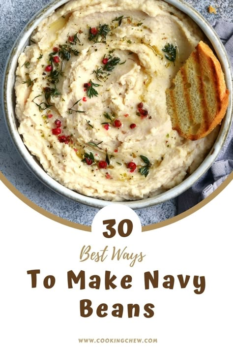 It can be tough to come up with new navy bean recipes on your own, so we’re here to help! Navy Bean Recipes Easy, Healthy Navy Bean Recipes, Recipes For Navy Beans, Navy Bean Side Dish Recipes, Navy Bean Hummus, Navy Bean Recipes Vegetarian, Recipes Using Navy Beans, Dried Navy Bean Recipes, How To Cook Navy Beans