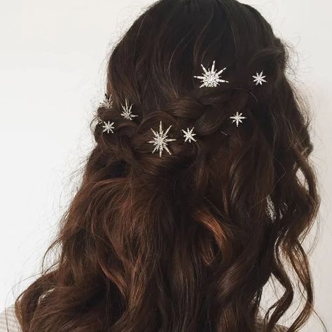 Crystal Embellished Aurora Star Bobby Pin Pair – Crown and Glory Handmade Tiaras, Crystal Hair Accessories, Celestial Wedding, Peinados Fáciles Para Cabello Corto, Wedding Hair Clips, Star Hair, Bobby Pin, Crystal Hair, Wedding Hair Accessories