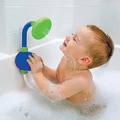 Kid’s Shower Head and Bath Toy: Now kiddos can take a shower just like mom and dad…well, almost. When kiddos push the big star button on this press-and-pump toy showerhead, the water sprinkles down on them. In addition to being just plain fun, this bath toy prepares kiddos for the sensation of taking real showers. Things For Kids, Running Water, Everything Baby, Bath Toys, Shower Head, Future Baby, Future Kids, Baby Fever, Baby Love