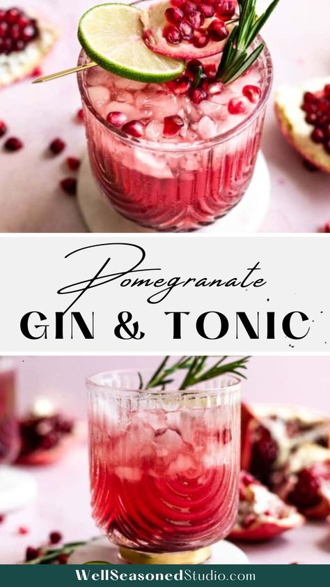 pomegranate gin and tonic Boozy Cocktails, Simple Party Food, Pomegranate Gin, Gin Tonic Cocktail, Pomegranate Cocktails, Christmas Gin, Tonic Drink, Fantastic Recipes, Tonic Recipe