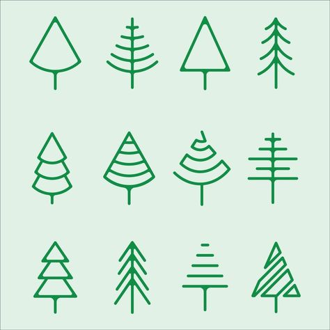 set of pines tree logo line art simple icon isolated vector illustration template graphic design. bundle collection of various minimalist shape pine symbol of nature Template Graphic Design, Line Art Simple, Logo Line Art, Forest Logo, Nature Symbols, Tree Logo Design, Illustration Template, Simple Tree, Tree Icon