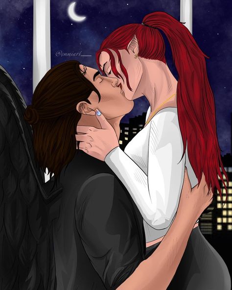 Artist: emmiart__ Bryce Crescent City, Crescent City Fanart, Bryce And Hunt, Bryce Hunt, Spicy Scenes, House Of Earth And Blood, Acotar And Tog, Books Fanart, Romantic Anime Couples