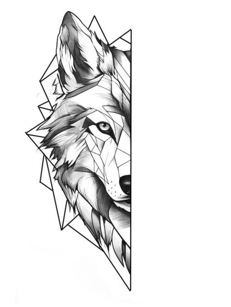 Geometry Wolf Tattoo, Wolf Geometric Tattoo Design, Wolf Line Art, Animal Stencil Art, Thought Cloud, Geometric Wolf, Animal Stencil, Norse Tattoo, Wolf Tattoo Design