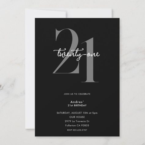 Create your own Invitation | Zazzle Black White Party Invitation, All Black Affair Invitations, White And Black Invitations, 21st Birthday Party Invitations Ideas, 21 Invitations Design, Black And White Invitations Birthday, 18th Birthday Party Ideas Boy, Black And White 21st Birthday Party, 21st Birthday Ideas Black