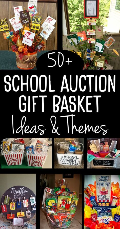 Gift Basket Donation Ideas, School Spirit Raffle Basket Ideas, Diy Auction Basket Ideas, Cheap Raffle Basket Ideas Diy, Diy Themed Gift Baskets, How To Make A Raffle Basket, Gala Auction Basket Ideas, School Auction Gift Basket Ideas, Fun Auction Basket Ideas