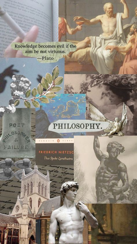 Philosophy Aesthetic, Aesthetic Philosophy, Vintage Academia, Aesthetic Collage, Retro Aesthetic, Philosophy, Collage