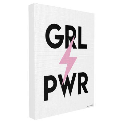 The Stupell Home Decor Collection lulusimonSTUDIO Girl Power Typography with Lightning Bolt Wall Art Framed Print Power Typography, Wall Hanging Painting, Power Wall, Sorority Canvas, Girls Power, Stretched Canvas Wall Art, Grl Pwr, Baby Wall Art, Wall Art Plaques