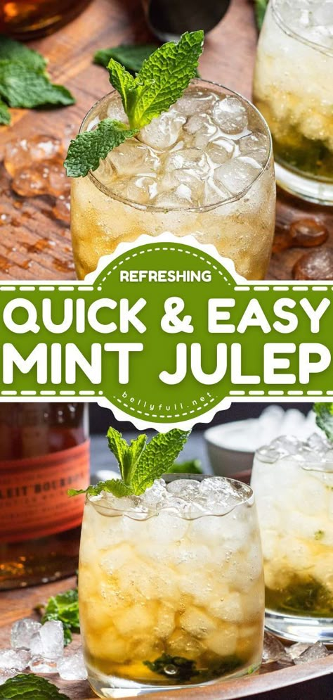 Missed Kentucky Derby? This classic Mint Julep recipe has got you covered! Not only is this alcoholic drink super easy to make at home, but it is also perfect for a hot day. Such a cool, refreshing… Easy Mint Julep Recipe, Mint Julep Punch, Mint Julep Recipe Non Alcoholic, Mint Julep Recipe Kentucky Derby, Derby Recipe, Mint Julep Cocktail, Julep Recipe, Derby Party Food, Kentucky Derby Party Food