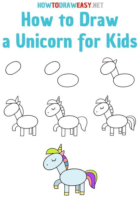 #Unicorn #UnicornDrawing #DrawUnicorn #UnicornLove #HowToDraw #DrawingTutorials #DrawingTutorial #StepbyStep #Pony #Horse Draw A Unicorn, Trin For Trin Tegning, Cheerful Expression, Easy Cartoon, Cartoon Bird, Fish Drawing, Unicorn Drawing, Drawing Lessons For Kids