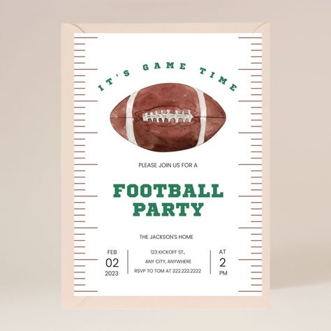 Football Party Invitation Template Editable on Corjl - Etsy Football Theme Party Invitations, Tailgate Party Invitation, Football Party Invite, Football Invitations Birthday, Tailgate Invitation, Kids Football Parties, Super Bowl Invitations, Super Bowl Party Invitations, Football Birthday Party Invitations