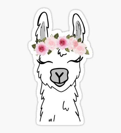 Floral Crown Llama Sticker Llama Llama, Bubble Stickers, Stickers Cool, Tumblr Stickers, Hydroflask Stickers, Case Ideas, Kawaii Stickers, Sticker Ideas, Diy Phone