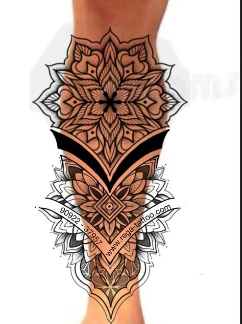 Leg Mandala Tattoo Design, Mandala Tattoos For Women Leg, Mandala Leg Tattoo For Women, Mandela Tattoo Design For Men, Geometric Tattoo Design Women, Mandela Tattoo Thigh, Mandala Tattoo Design Women Leg, Ornamental Tattoo Design Mandalas, Mandala Tattoo Women