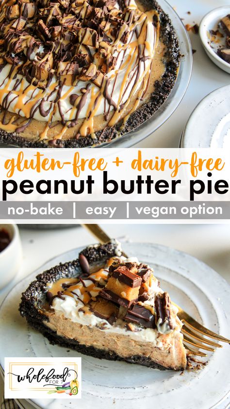 Gluten-free Dairy-free Peanut Butter Pie Dairy Free Pies, Dairy Free Thanksgiving, Gluten Free Oreos, Gluten Free Dairy Free Dessert, Gf Df Recipes, Gluten And Dairy Free Recipes, Gluten Free Sandwiches, Df Recipes, Dairy Free Desserts