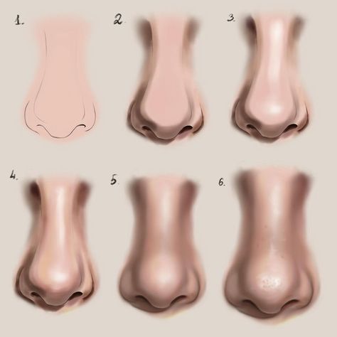 Procreate Face Template, How To Color Nose, How To Paint Nose Acrylic, Digital Art Nose Tutorial, Digital Art Nose, Nose Digital Art, Nose Procreate, Nose Study, Nose Painting