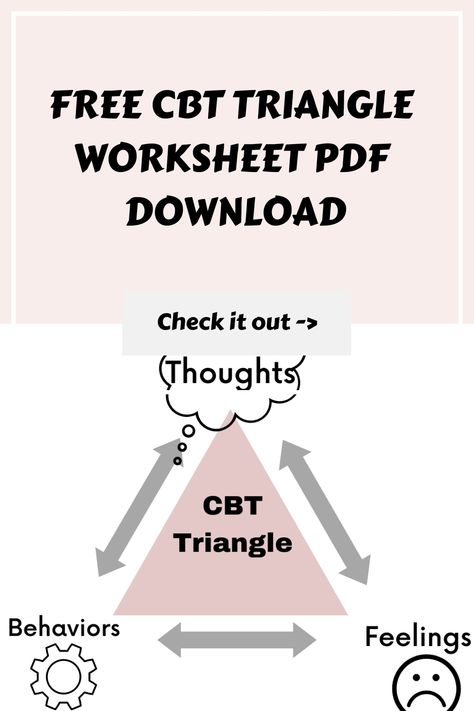 What Is CBT? Cognitive Behavioral Therapy CBT is a form of psychotherapy that focuses on cognition (thoughts) and behavior (actions).  Which Principle Underlies Cognitive Therapy CBT suggests that the way we think and behave can have a positive or negative influence on our feelings.  Therefore, CBT focuses on how to change our feelings through changing our thoughts and behavior.  CBT uses scientifically verified strategies to help people feel better now and in the long term.  More and more studi Thinking Errors, Triangle Worksheet, Mental Health First Aid, Cognitive Therapy, Feeling Discouraged, Positive Mental Health, Improve Mental Health, Cognitive Behavioral Therapy, Behavioral Therapy