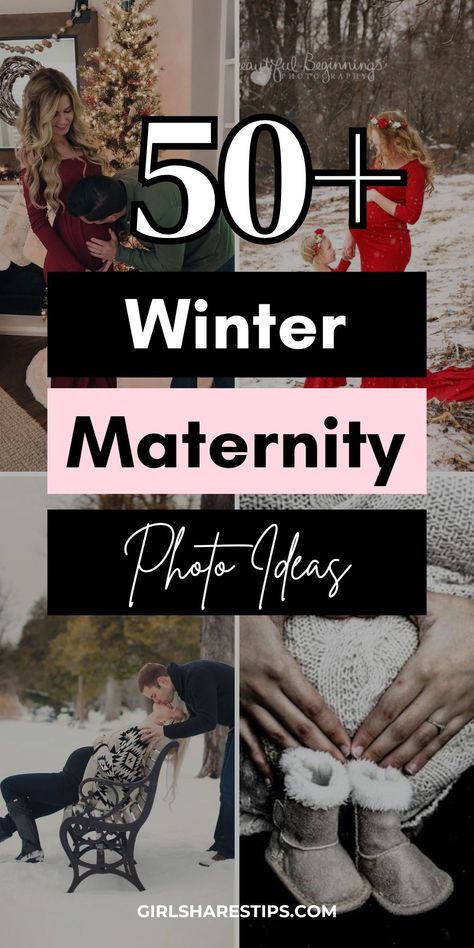 50+ Creative Winter Pregnancy Photoshoot Ideas & Best Tips For Maternity Photos Maternity Shoot Winter Picture Ideas, Christmas Maternity Pictures Outfits, Maternity Shoot Cold Weather, Maternity Pictures In January, Cold Weather Maternity Pictures, Family Of 4 Maternity Pictures Winter, Maternity Photo Shoot Christmas, Maternity Photo Shoot Ideas Outdoor With Dog, Creative Winter Photoshoot