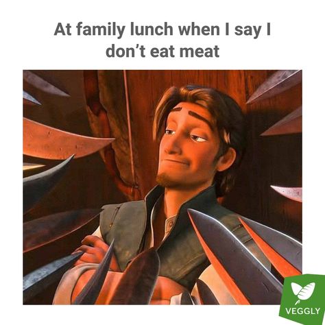 Have you ever been in this situation? 🤔😆 . . . . #GoVegan #Vegan #Veganism #VeganFood #VeganLifestyle #VeganPower #VeganInspiration #VeganLove #VeganDate #VeganCrush #VeganCouple #PlantBased #CrueltyFree #Funny #VeganMeme #Meme Being Vegetarian Memes, Vegetarian Jokes, Vegetarian Memes, Vegetable People, Vegan Meme, Animal Rights Quotes, Vegan Memes, Animal Activism, Family Lunch