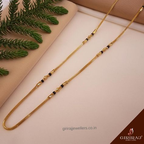 22K Gold Mangalsutra Chain Taali Chain Designs, Gold Chain Mangalsutra Designs, Mangalsutra Chain Designs Gold, Thaali Chain Designs Gold, Mangalasutram Chain Designs, Chain Mangalsutra Designs, Mangalya Chain Designs Gold, Thali Chain Designs Gold, Chain With Black Beads