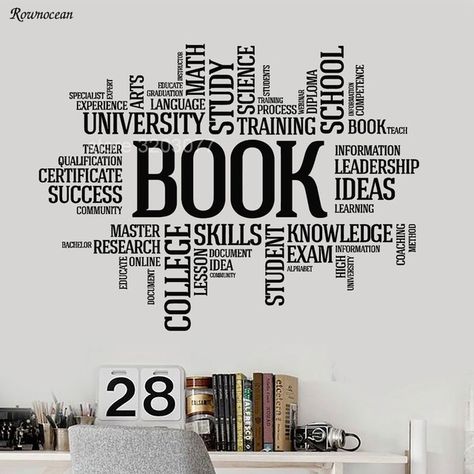 Big Size Vinyl Wall Decal Books Words ... Inspirational Quotes About School, Inspirational School Quotes, Quotes About School, Success School, School Library Design, School Library Ideas, Library Quotes, Quotes Stickers, Train Book