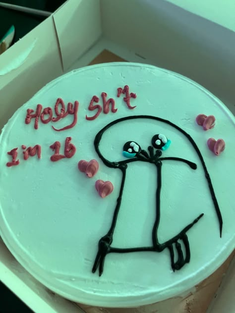 Funny Bday Cake, 17th Birthday Cake Aesthetic, 16th Birthday Aesthetic, Cake Ideas For Birthday, Cake Meme, Birthday To Me Quotes, Sweet Sixteen Cakes, Happy Birthday To Me Quotes, 17 Birthday Cake