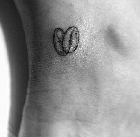 Soy Bean Tattoo, Bean Tatoos, Coco Bean Tattoo, Coffee Beans Tattoo Ideas, Coffee Theme Tattoo, Coffee Bean Heart Tattoo, Simple Coffee Tattoo Ideas, Espresso Bean Tattoo, Punta Cana Tattoo Ideas