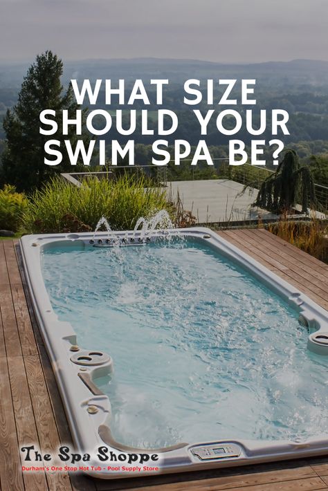 One of the most basic questions that you will have to answer when buying a swim spa is what size it should be. For many first time swim spa buyers, this can also be one of the hardest questions to answer. Today, we will help you choose which size of swim spa is right for you and your family. Swim Spa Backyard Ideas, Swim Spa Prices, Large Swim Spa, Indoor Swim Spa, Swim Spa Deck, Outdoor Swim Spa, Swim Spa Landscaping, Inground Spa, Spa Landscaping