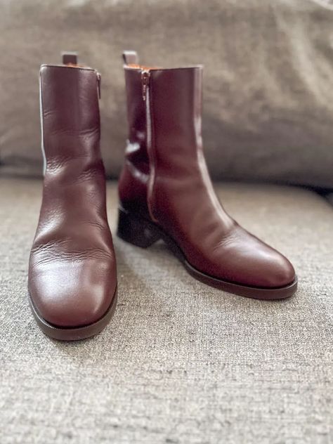 Sezane Agnes Ankle Low Boots Review ⋆ chic everywhere Low Heeled Boots Outfit, Low Boots Outfit, Heel Ankle Boots Outfit, Ankle Boots Low Heel, Heels Boots Outfit, Boots Outfit Ankle, Low Heel Ankle Boots, Shoes Cool, Low Heel Boots