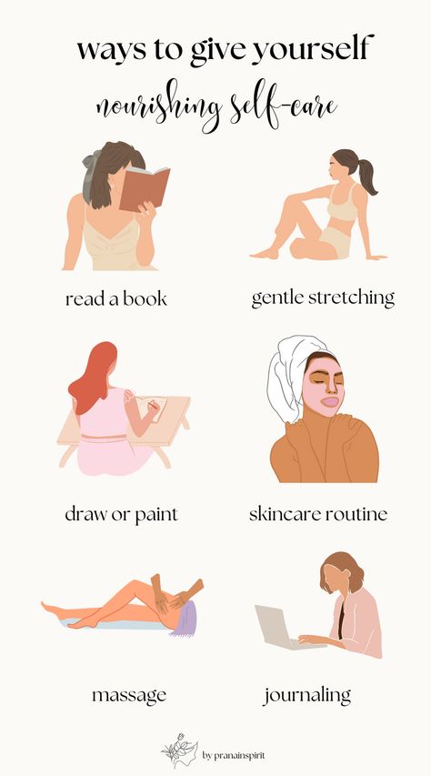 Here are some nourishing self-care ideas.  #selfcare #stretching #highmaintenance #art #reading #journaling #massage #healthyhabits #maincharacter Tips For Women Self Care, Self Care Photoshoot Aesthetic, Simple Self Care Ideas, Friday Positive Quotes, Self Care Guide Aesthetic, Selfcare Tips, Tips For Girls Self Care, Self Care Aesthetic Ideas, Selfcare Ideas