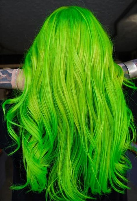 Bright Green Hair, Green Hair Color Ideas, Pastel Green Hair, Hair Dye Brands, Neon Green Hair, Emerald Green Hair, Green Hair Color, Green Hair Dye, Vivid Hair