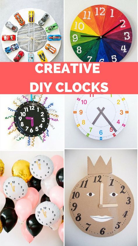 9 Creative DIY Clocks to Teach Kids How to Tell Time. Fun craft to make for counting down to New Years too! Diy Clock Face, Clocks Diy Crafts, Homemade Clocks, Diy Clocks, Paper Clock, Make A Clock, Clock Craft, Kids Rooms Diy, Clock For Kids