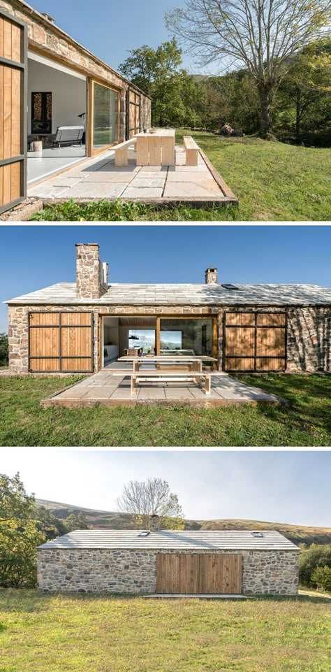 Stone Cottages, Stone Facade, Contemporary Cottage, Exterior Stone, Stone Cottage, Stone Houses, Stone House, Facade Design, Barn Style