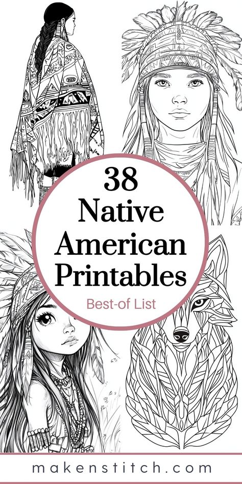 Learn while getting creative with 38 free Native American coloring pages! Beautiful, educational designs for both kids and adults. Native American Crafts Preschool, Native American Woman Drawing, Native American Patterns Templates, Native American Art Pattern, Native Christmas Tree, Native American Queen, Native American Coloring Pages, Native American Svg, American Indian Crafts