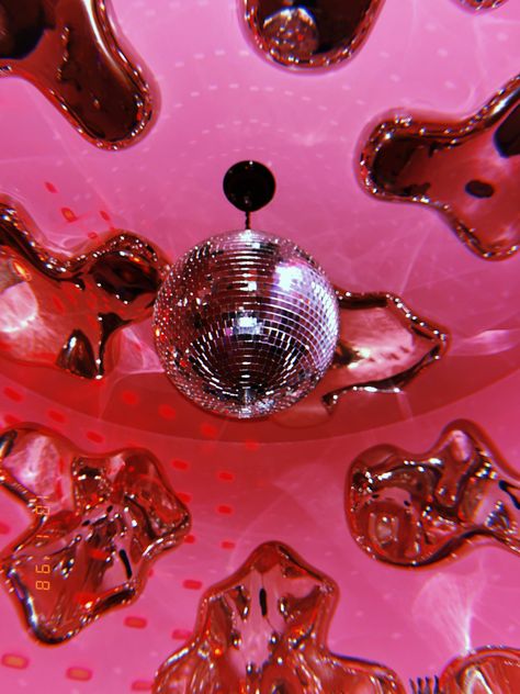 Groovy Disco Aesthetic, Hot Pink And Red Aesthetic, Red Disco Aesthetic, Pink Rave Aesthetic, Pink Disco Room, Hot Pink Aesthetic Vintage, 90s Disco Aesthetic, Hot Pink Party Aesthetic, Pink Disco Ball Aesthetic