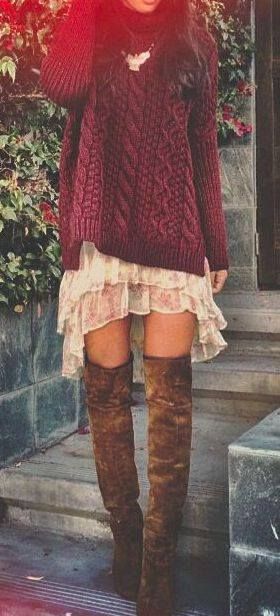 knit + lace Bohemian Fall Outfits, Look Boho Chic, Boho Styl, Mode Hippie, Stil Boho, Estilo Hippie, Mode Boho, Fall Winter Style, Hippie Chic