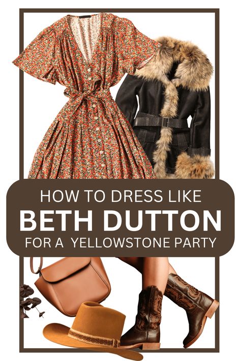 Creative Yellowstone Theme Party Ideas (Plus Yellowstone Costume Pictures!) Yellowstone Dress Up, Dress Like Beth Dutton, Beth Dutton Yellowstone Costume, Beth Dutton Boots, Beth Dutton Style Outfits, Yellowstone Theme Party Ideas, Beth Yellowstone Outfits, Beth Dutton Aesthetic, Yellowstone Outfit Ideas Women