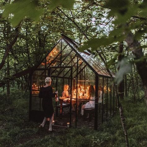 Design Obsesion: Black  Glass Greenhouses Glass Green House, Funny Vine, Greenhouse Plans, Greenhouse Gardening, Garden Art Sculptures, The Secret Garden, Garden Cottage, Green House, Glass House