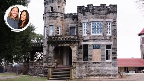 Fixer Upper Castle, Fixer Upper The Castle, Orb Light Fixture, Christmas Story House, Magnolia Fixer Upper, Stone Castle, Castle Exterior, Greenwood Lake, Orb Light