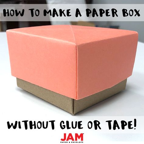 Origami Paper Box that can be used for presents or storage! Check out the step-by-step, super easy, project! Used with JAM paper! Storage Paper Box Origami, How Make A Box Out Of Paper, How To Make An Origami Box Step By Step, Diy Box Out Of Paper, Mini Paper Box Tutorial, Making Paper Boxes, Small Origami Box Easy, How To Make Paper Boxes Step By Step, Origami Box With Lid Step By Step