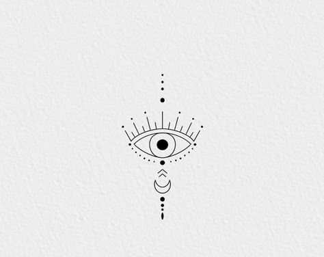 Protection Eye Tattoo, Hamsa Tattoo Design Simple, Simple Greek Tattoos, Greek Evil Eye Tattoo, Hamsa Tattoo Design, Tattoo Fixes, Third Eye Tattoos, Protection Tattoo, Minimalistic Tattoo Ideas