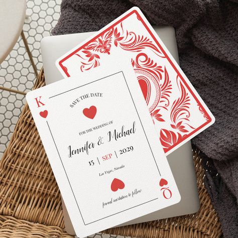 Playing Card Las Vegas Wedding Save The Date #zazzle #weddinginvitations #birthdayinvitations #babyshowerinvitations #zazzleinvitations #monogram #businesscards #graduation #homedecor Las Vegas Destination Wedding, Card Displays, Elegant Typography, Las Vegas Wedding, Date Cards, Wedding Save The Date, Vegas Wedding, Playing Card, Minimalist Wedding