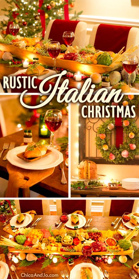 Italy Christmas Decorations, Italian Theme Christmas Dinner, Italian Theme Christmas Party, Italian Christmas Decorations Ideas, Italian Christmas Food Ideas, Italian Christmas Table Decor, Italian Christmas Tree, Italian Christmas Party Ideas, Italian Christmas Recipes Dinners